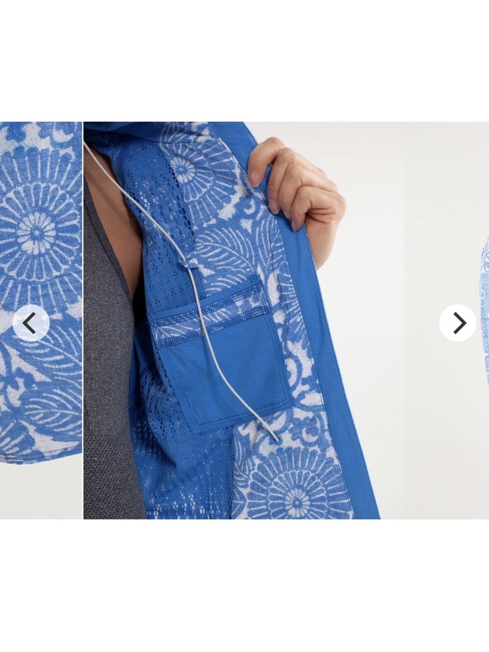 Lululemon Travel to Track Blue Floral Print Women's Jacket size 10 - Picture 4 of 13